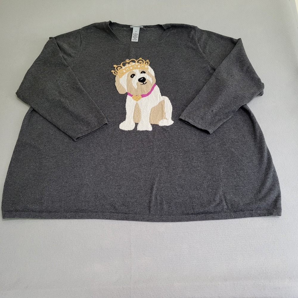 Catherine's Long Sleeve Knit Sweater Women's Plus Size 3X Novelty Dog